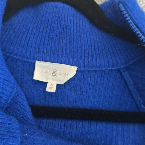 Lou & Grey Vibrant zip detail Blue Turtleneck Sweater wool blend small - Picture 5 of 6